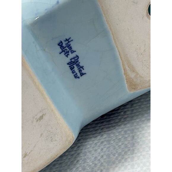 Vintage Hand Painted Delft Blauw Ceramic Dutch Clog Shoe 6.5 Long Hanging Decor - Picture 7 of 9